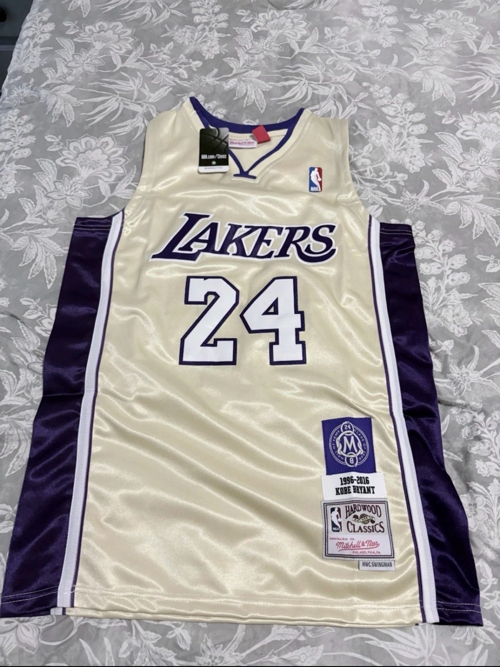 Lakers #24 Cream and Purple Throwback Jersey